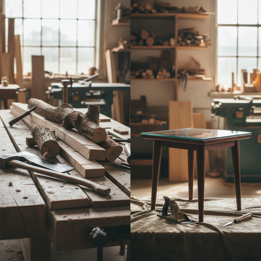 Rough timber versus finished furniture