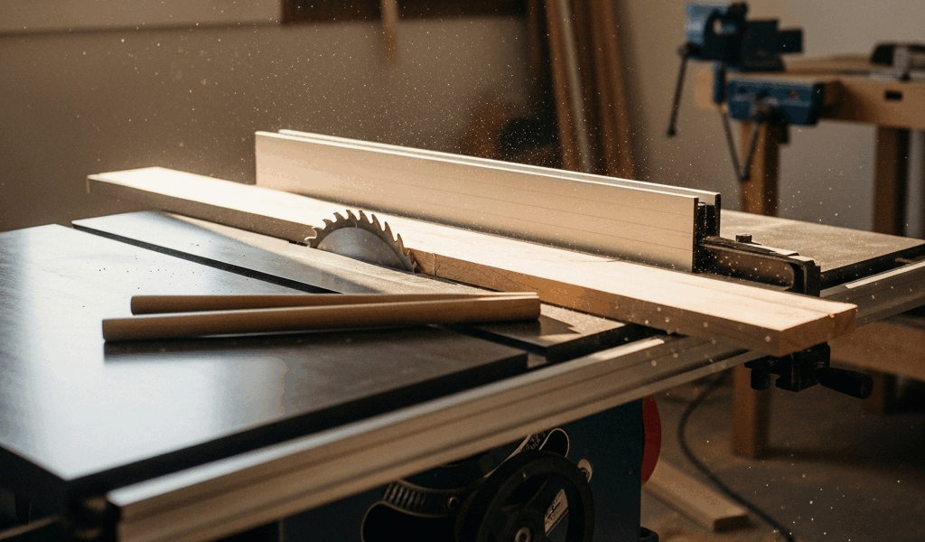 hybrid table saw in a clean home workshop cast iron top visi 20260331 101231